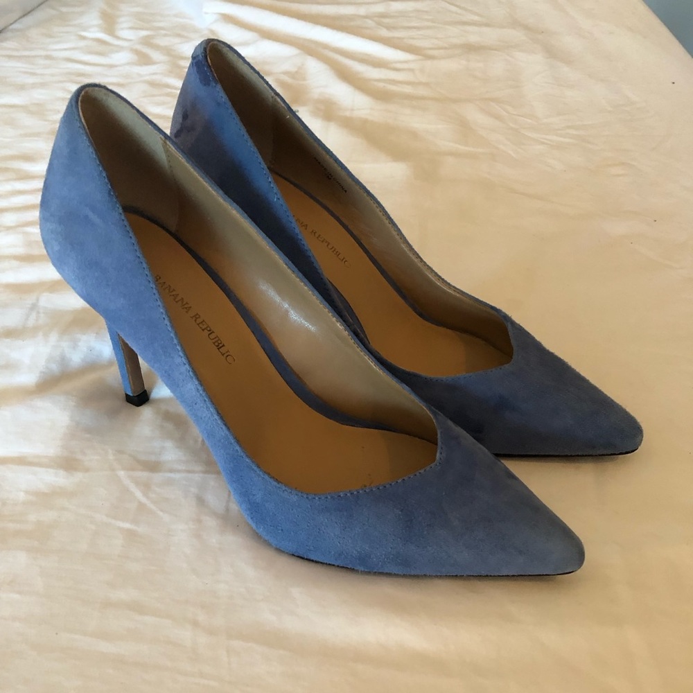 Light Blue Suede Heels - Size 7 - Banana Republic